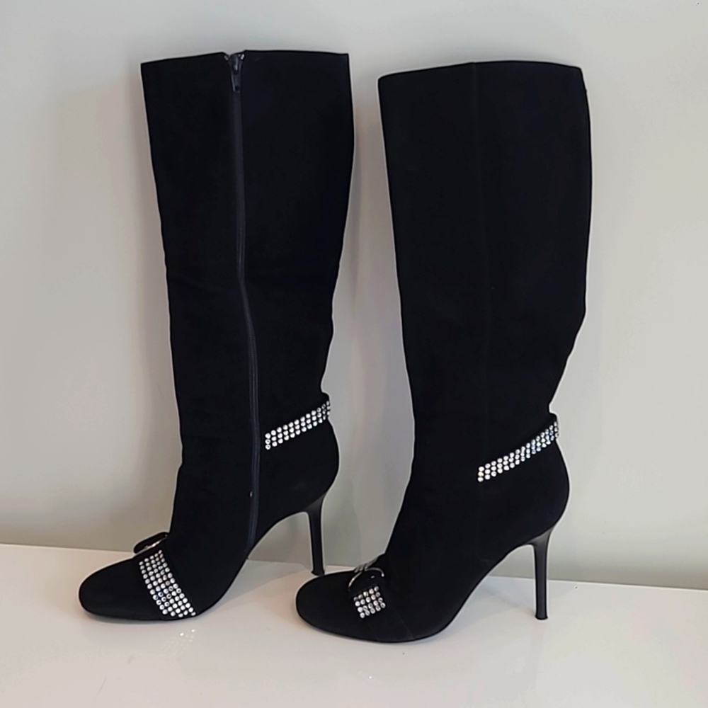 Casadei suede rinestone embelished tall boots